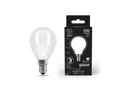 Лампа светодиодная филаментная Filament 5Вт шар 4100К нейтр. бел. E14 450лм milky GAUSS 105201205
