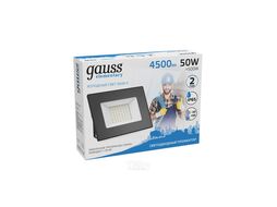 Прожектор светодиодный Elementary ДО 50Вт 6500К IP65 4500лм 200-240В черн. GAUSS 613100350