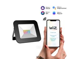 Прожектор светодиодный умный Smart Home ДО 20Вт 3000-6500К IP65 1400лм 200-240В RGBW измен. цвет. темпер.+диммир. управление голосом/смартфоном по Wi-Fi черн. GAUSS 3560132