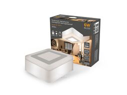Светильник светодиодный Backlight ДПО 3 + 3Вт 3000К IP20 350лм 220-240В 105х105х40 квадрат накладной 3 режима бел. GAUSS BL220