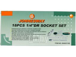 Набор головок торцевых 1/4"DR, 4-13 мм, 18 предметов Jonnesway S04H2118S