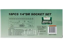 Набор головок торцевых 1/4"DR, 4-13 мм, 18 предметов Jonnesway S04H2118S