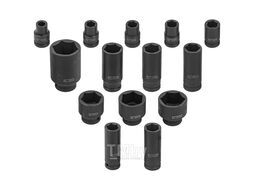 Набор головок ударных комбинированный 14пр., 1/2'' (короткие: 10, 12-15, 27, 30, 32мм, глубокие: 17, 19, 21, 22, 24, 36мм), на пластиковом держателе ILOforce IF-4149MPB