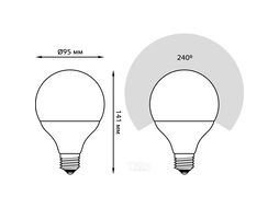 Лампа светодиодная Black 16Вт G95 6500К холод. бел. E27 1400лм GAUSS 105102316