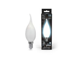 Лампа светодиодная филаментная Filament 5Вт свеча на ветру 4100К нейтр. бел. 450лм milky GAUSS 104201205