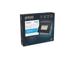 Прожектор светодиодный Qplus ДО 20Вт 6500К IP65 2000лм 200-240В черн. GAUSS 613511320