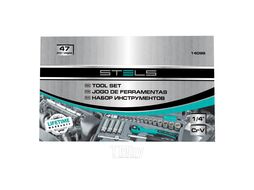 Набор инструмента, 1/4", Cr-V, S2, усиленный кейс, 47 предм. STELS 14099