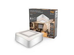 Светильник светодиодный Backlight ДПО 6 + 3Вт 3000К IP20 540лм 220-240В 145х145мм квадрат накладной 3 режима бел. GAUSS BL222
