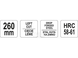 Ножницы по металлу левые 30х260мм (HRC58-61) Yato YT-1900