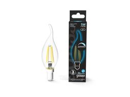 Лампа светодиодная филаментная Filament 5Вт свеча на ветру 4100К нейтр. бел. 450лм диммир. GAUSS 104801205-D