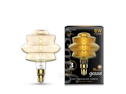 Лампа светодиодная филаментная Filament 8Вт Bd180 2400К тепл. бел. E27 560лм flexible golden GAUSS 161802008