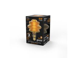 Лампа светодиодная филаментная Filament 8Вт Bd180 2400К тепл. бел. E27 560лм flexible golden GAUSS 161802008