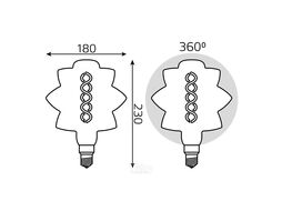 Лампа светодиодная филаментная Filament 8Вт Bd180 2400К тепл. бел. E27 560лм flexible golden GAUSS 161802008