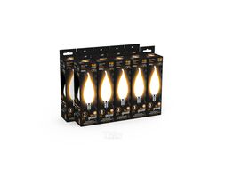 Лампа светодиодная филаментная Filament 9Вт свеча на ветру 3000К тепл. бел. 590лм milky GAUSS 104201109