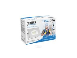 Прожектор светодиодный Elementary ДО 20Вт 6500К IP65 1750лм 200-240В бел. GAUSS 613120320