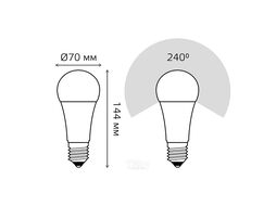 Лампа светодиодная Black 22Вт A70 6500К холод. бел. E27 2000лм GAUSS 102502322