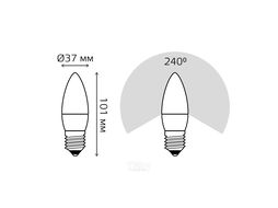 Лампа светодиодная Black 6.5Вт свеча 3000К тепл. бел. E27 520лм GAUSS 103102107