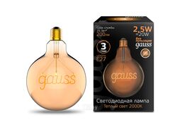 Лампа светодиодная филаментная Filament 2.5Вт G125 2000К тепл. бел. E27 200лм golden GAUSS 175802003