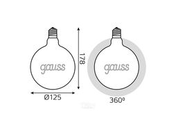 Лампа светодиодная филаментная Filament 2.5Вт G125 2000К тепл. бел. E27 200лм golden GAUSS 175802003