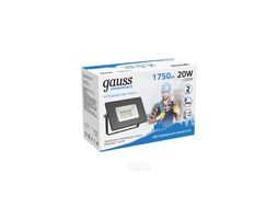 Прожектор светодиодный Elementary ДО 20Вт 6500К IP65 1750лм 200-240В черн. GAUSS 613100320
