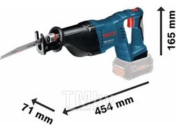 Аккум. сабельная пила BOSCH GSA 18V-LI в кор. (18.0 В, 1 акк., 4.0 А/ч, Li-Ion, дерево до 250 мм, металл до 20 мм)