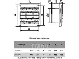 Вентилятор стеновой бытовой, ERA Optima 4C