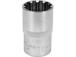 Головка торцевая spline 1/2" 6гр. 17мм L38мм CrV на держателе Yato YT-14829