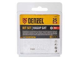 Набор бит PH1х25, сталь S2, шестигранный профиль, 10 шт. Denzel 11651