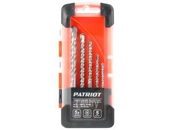 Набор сверл по бетону PATRIOT, 5 шт:4x75мм, 5x85мм, 6x100мм, 8x120мм, 10x120мм, в боксе