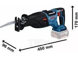 Аккум. сабельная пила BOSCH GSA 185-LI в кор. (18.0 В, БЕЗ АККУМУЛЯТОРА, дерево до 230 мм, металл до 150 мм)