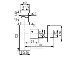 Сифон для умывальника Ferro Quadro 5/4" x 32 мм черный S280-BL