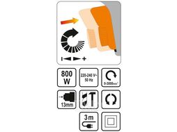 Дрель ударная 800W (3000об/мин, 13мм) Sthor 78997