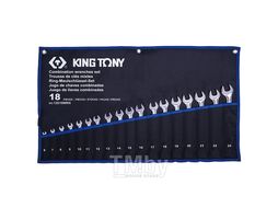 Набор комбинированных ключей, 6-24 мм, чехол из теторона, 18 предметов KING TONY 12D18MRN