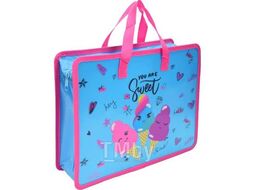 Папка А4 с ручками, пластик 33,5х26х10 см " Cotton Candy", с текстильн. расширением, 500 мкм deVente 8054332