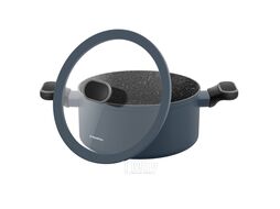 Кастрюля MAUNFELD FRIDA MCS47FA02DG из кованого алюминия со стеклянной крышкой, 24 см, 4,7 л.
