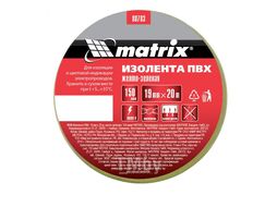 Изолента ПВХ, 19 мм х 20 м, желто-зеленая, 150мкм Matrix 88783