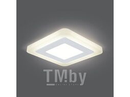 Светильник светодиодный Backlight ДВО 3 + 3Вт 3000К IP20 350лм 180-265В d85мм 105х105х31мм квадрат встраив. монтажный 3 режима бел. GAUSS BL120