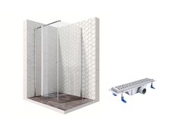 Комплект душевого ограждения с линейным трапом Ambassador Set 13011105-ST3, 90 х 90 см
