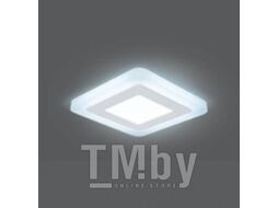 Светильник светодиодный Backlight ДВО 3 + 3Вт 4000К IP20 350лм 180-265В d85мм 105х105х31мм квадрат встраив. монтажный 3 режима бел. GAUSS BL121