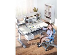 Парта+стул Anatomica Uniqa Armata Duos с надстройкой и подставкой для книг (белый/серый/серый)