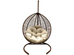 Кресло подвесное Craftmebelby Кокон Капля Зигзаг (коричневый/бежевый)