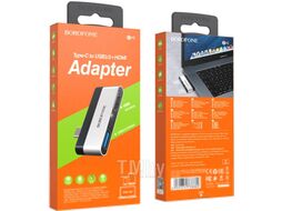 Адаптер Borofone DH2 Type-C - USB 3.0 + HDMI (металлик)