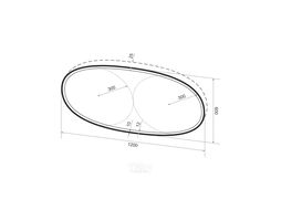 Овальное зеркало с фронтальной LED-подсветкой Wellsee 7 Rays Spectrum 172201650 (120*60 см, черный контур, сенсорная кнопка)