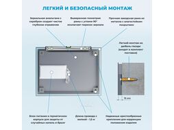 Прямоугольное зеркало с фронтальной LED-подсветкой Wellsee 7 Rays Spectrum 172201130 (65*40 см, черный контур, сенсорная кнопка)