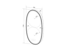 Овальное зеркало с фронтальной LED-подсветкой Wellsee 7 Rays Spectrum 172202030 (55*110 см, черный контур, сенсорная кнопка)