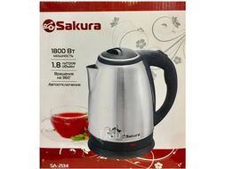 Электрочайник из нержавеющей стали глянцевый+черный, 1800Вт, 1.8л SAKURA SA-2134S