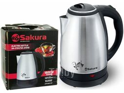 Электрочайник из нержавеющей стали глянцевый+черный, 1800Вт, 1.8л SAKURA SA-2134S