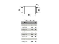 Шумоглушитель MDG D400 L0,6м оцинк.сталь ERA PRO 400MDGL600