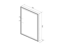 Прямоугольное зеркало с фронтальной LED-подсветкой Wellsee 7 Rays Spectrum 172201380 (80*100 см, черный контур, сенсорная кнопка)
