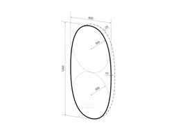 Овальное зеркало с фоновой LED-подсветкой Wellsee 7 Rays Spectrum 172201950 (60*120 см, черный контур, сенсорная кнопка)